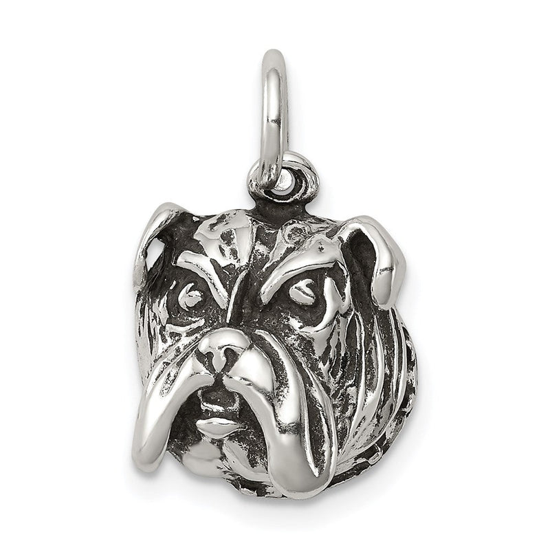 Sterlingsilber Antikisiert Bull Hund Charm