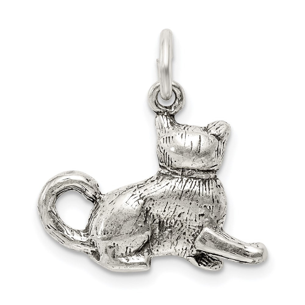 Sterlingsilber Antikisiert Katze Charm