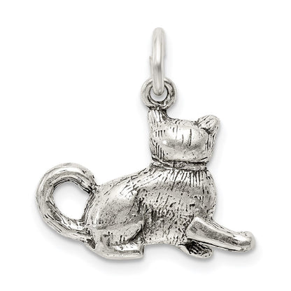Sterlingsilber Antikisiert Katze Charm
