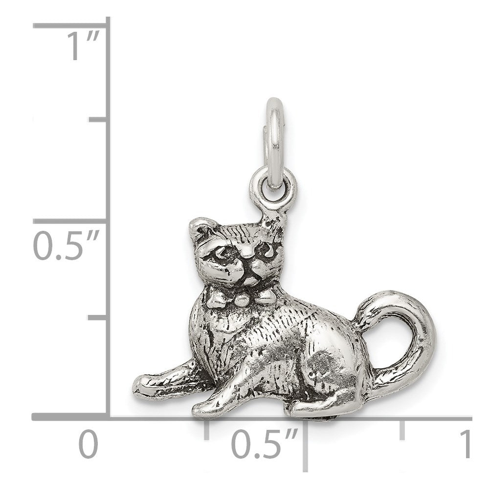 Sterlingsilber Antikisiert Katze Charm
