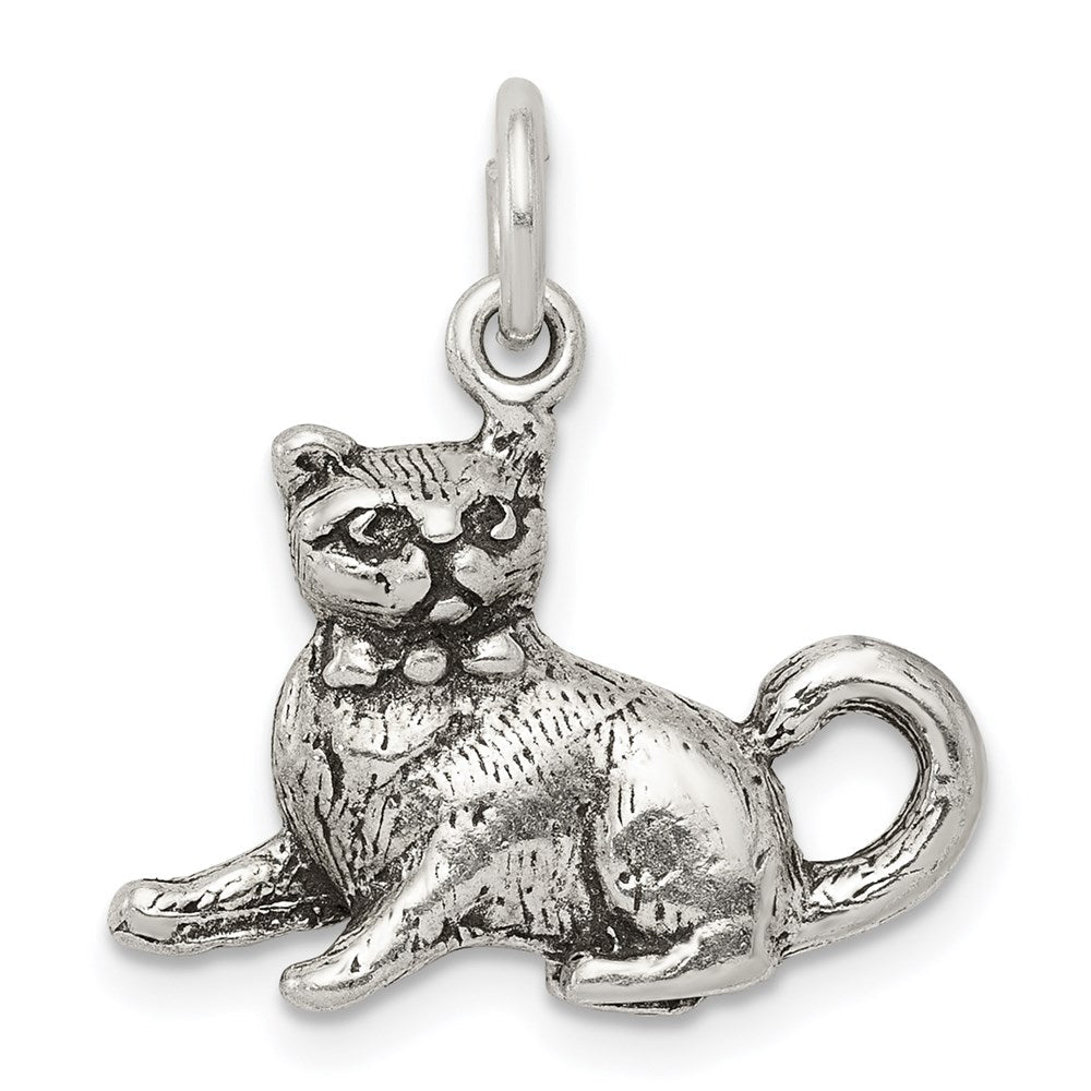 Sterlingsilber Antikisiert Katze Charm
