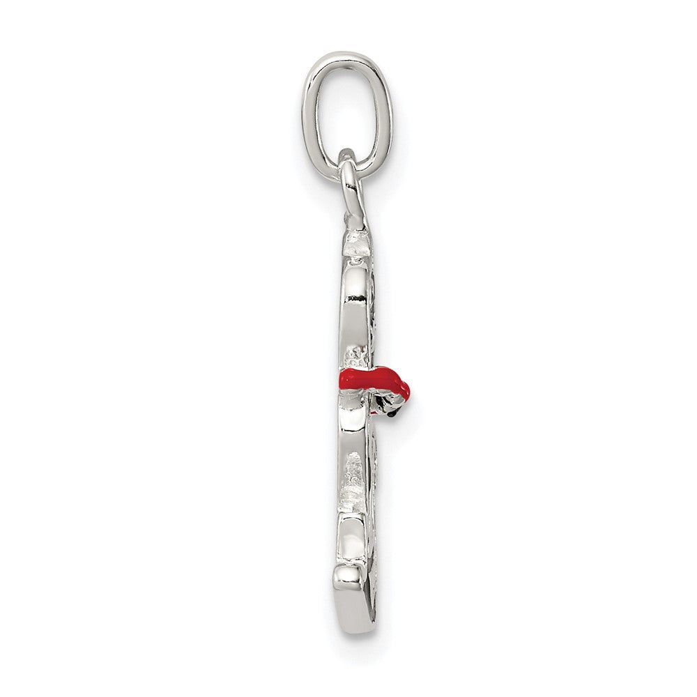 Sterlingsilber Schwarz Emailliert Katze Charm