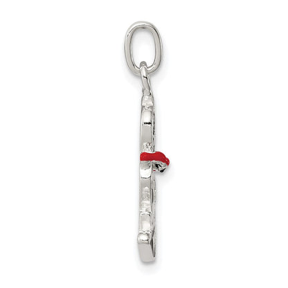 Sterlingsilber Schwarz Emailliert Katze Charm