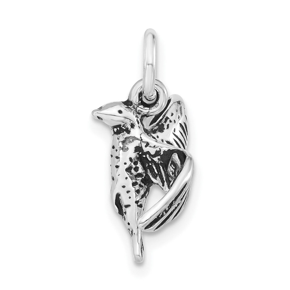 Sterlingsilber 3-d Poliert & Antikisiert Vogel Charm