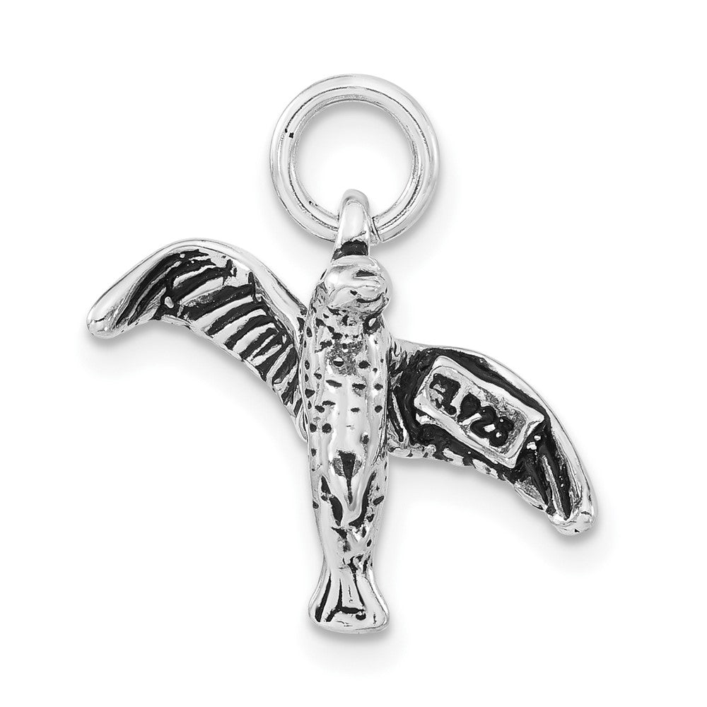 Sterlingsilber 3-d Poliert & Antikisiert Vogel Charm