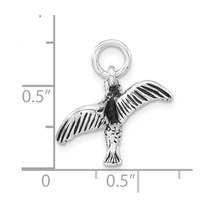 Sterlingsilber 3-d Poliert & Antikisiert Vogel Charm