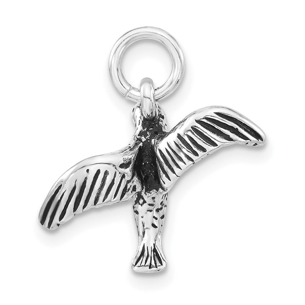 Sterlingsilber 3-d Poliert & Antikisiert Vogel Charm
