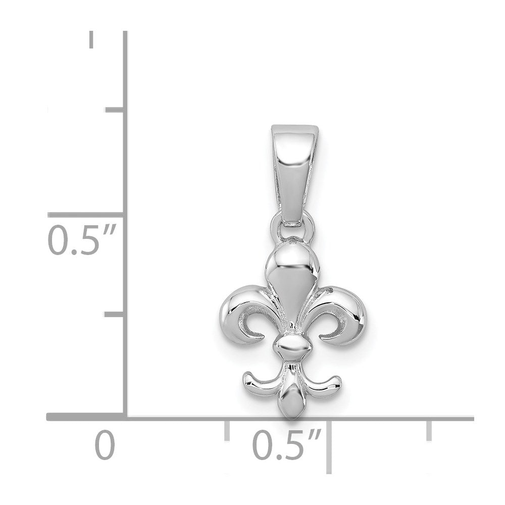 Sterlingsilber Rhodiniert Fleur De Lis Anhänger
