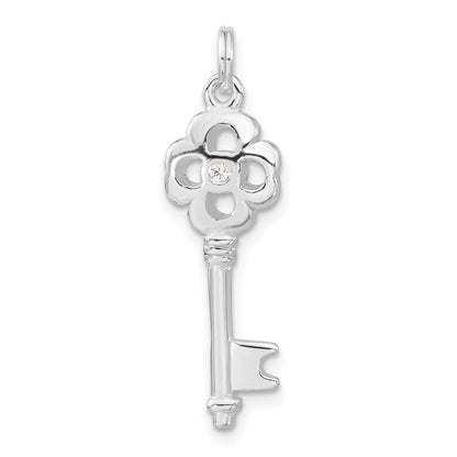 Sterlingsilber Zirkonia Key Anhänger