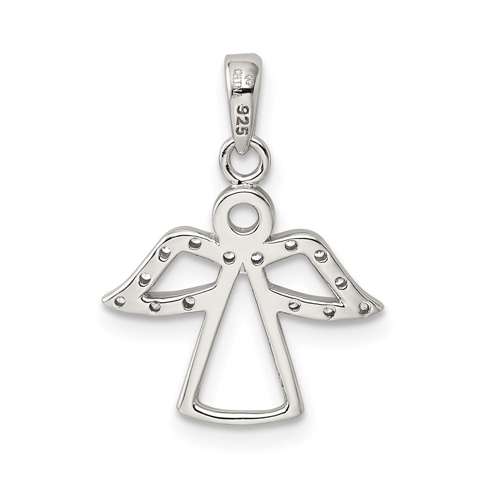 Sterlingsilber Rhodiniert Engel mit Zirkonia Flügel Anhänger