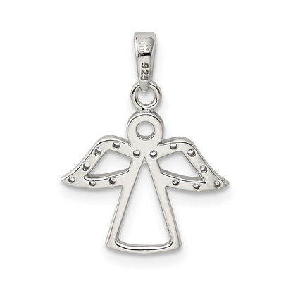 Sterlingsilber Rhodiniert Engel mit Zirkonia Flügel Anhänger