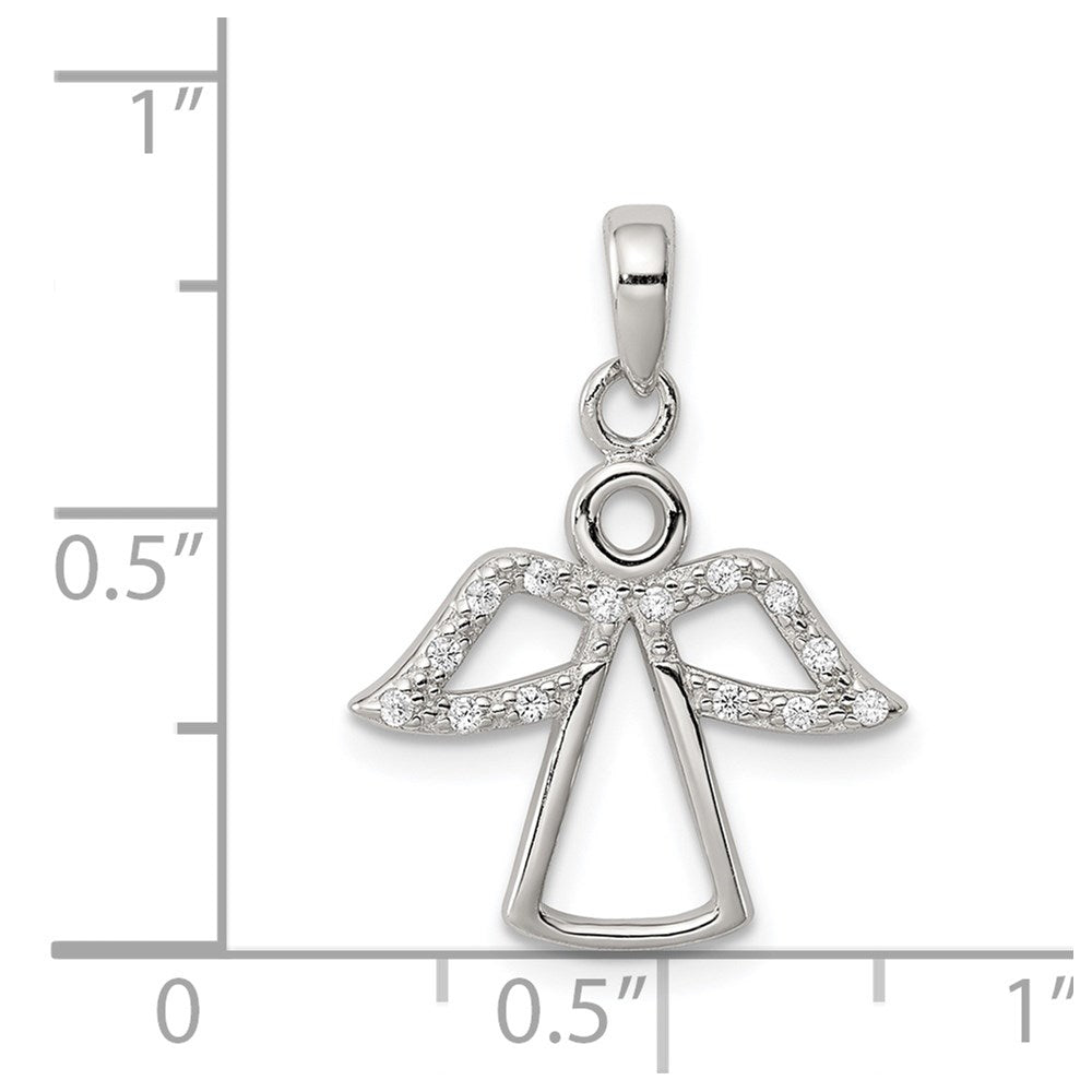 Sterlingsilber Rhodiniert Engel mit Zirkonia Flügel Anhänger