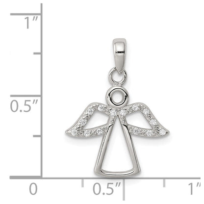 Sterlingsilber Rhodiniert Engel mit Zirkonia Flügel Anhänger