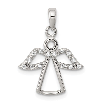 Sterlingsilber Rhodiniert Engel mit Zirkonia Flügel Anhänger