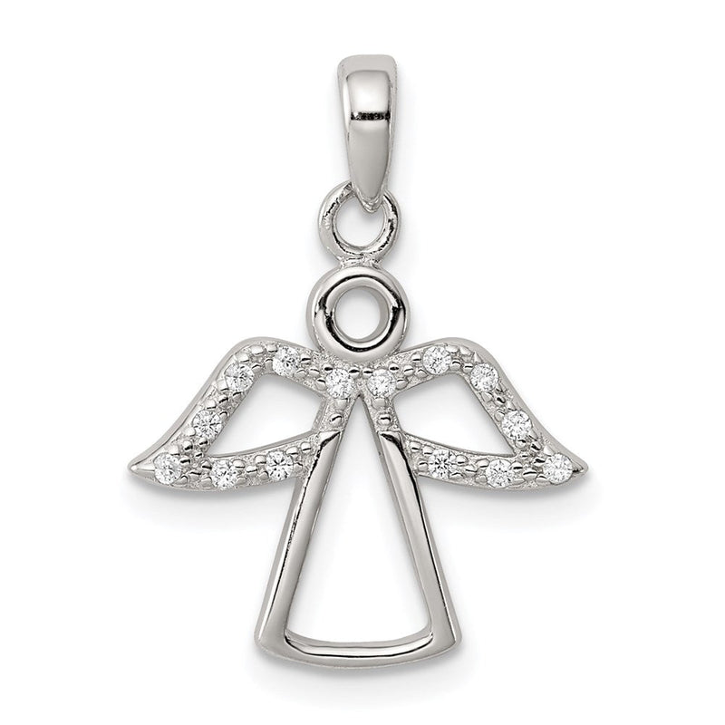Sterlingsilber Rhodiniert Engel mit Zirkonia Flügel Anhänger