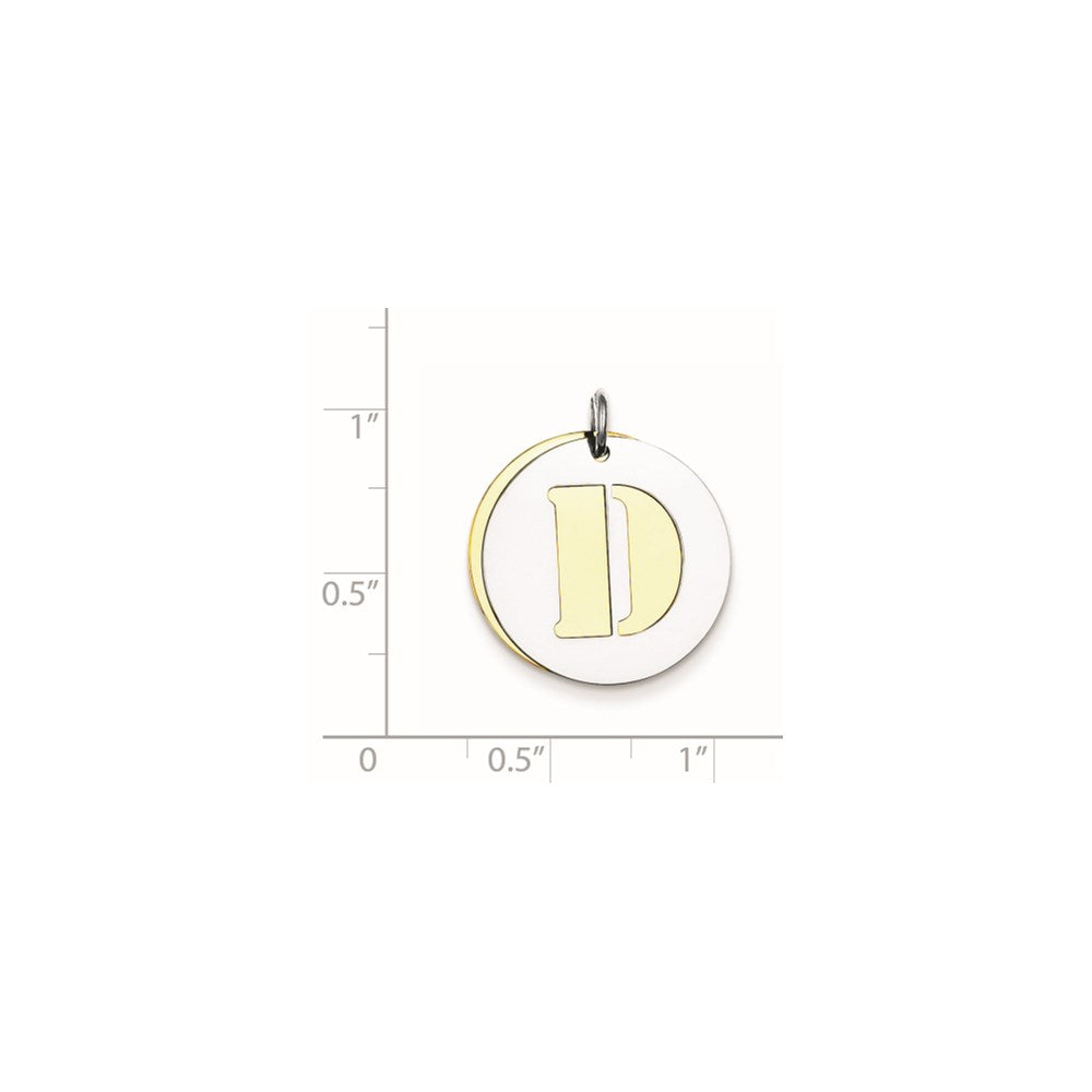 Sterlingsilber Gp Initiale D Doppelt Platte Rund Charm