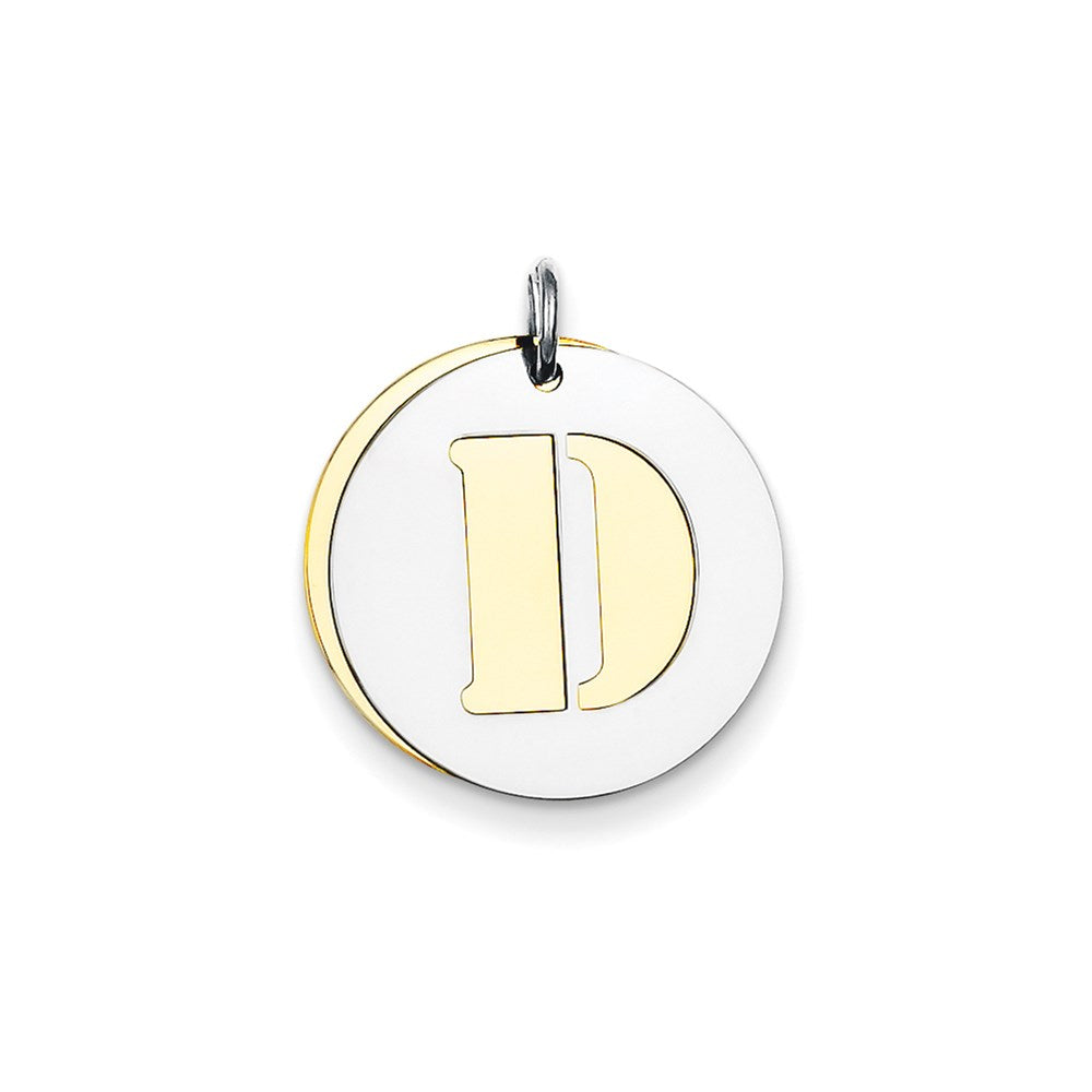 Sterlingsilber Gp Initiale D Doppelt Platte Rund Charm