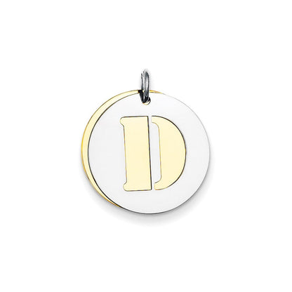 Sterlingsilber Gp Initiale D Doppelt Platte Rund Charm
