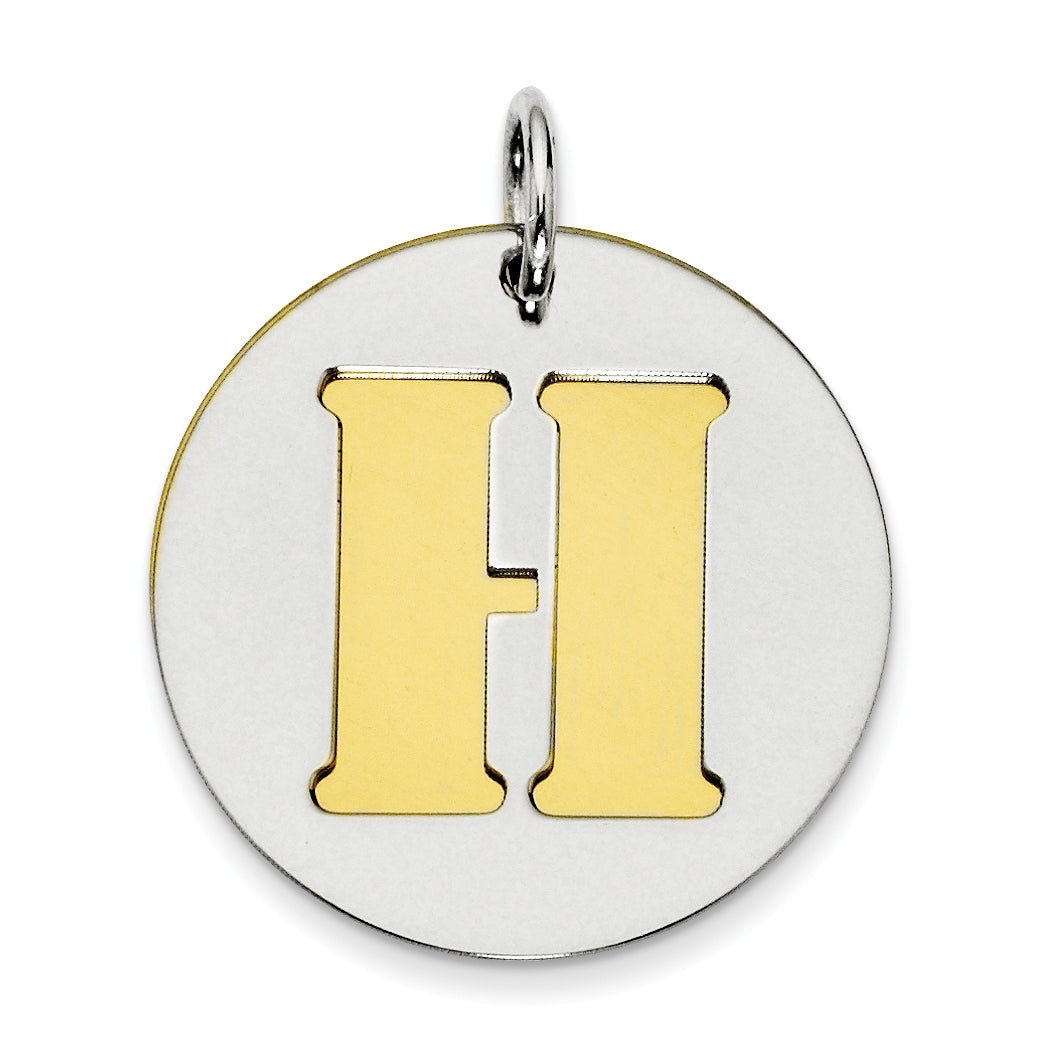 Sterlingsilber Gp Initiale H Doppelt Platte Rund Charm