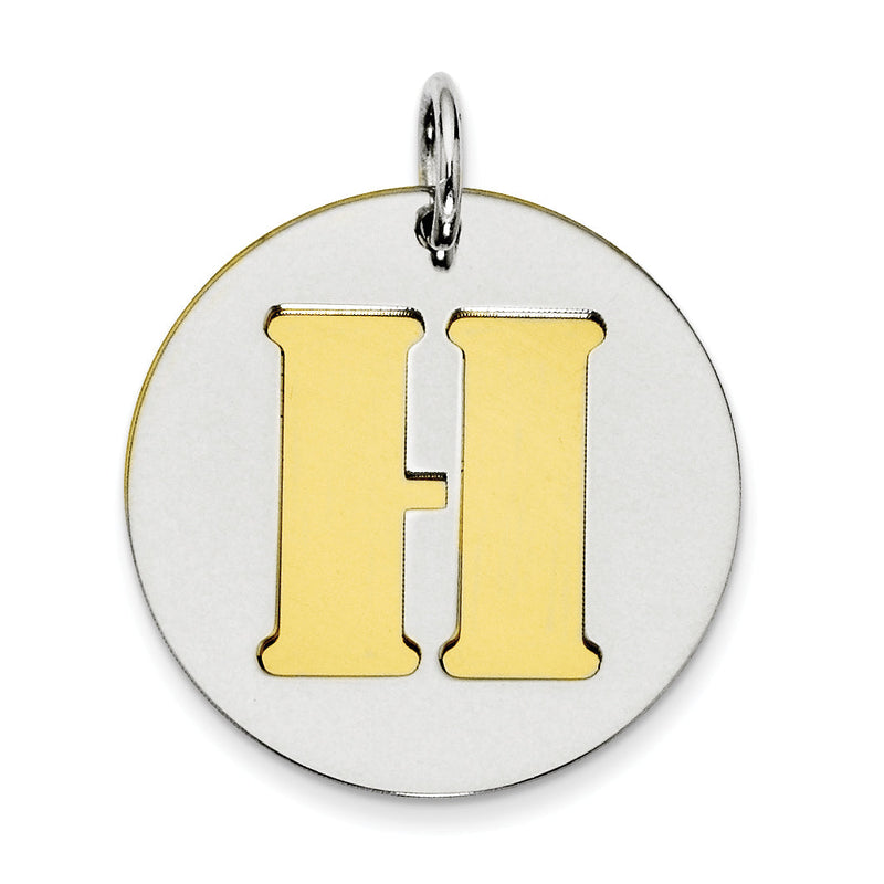 Sterlingsilber Gp Initiale H Doppelt Platte Rund Charm