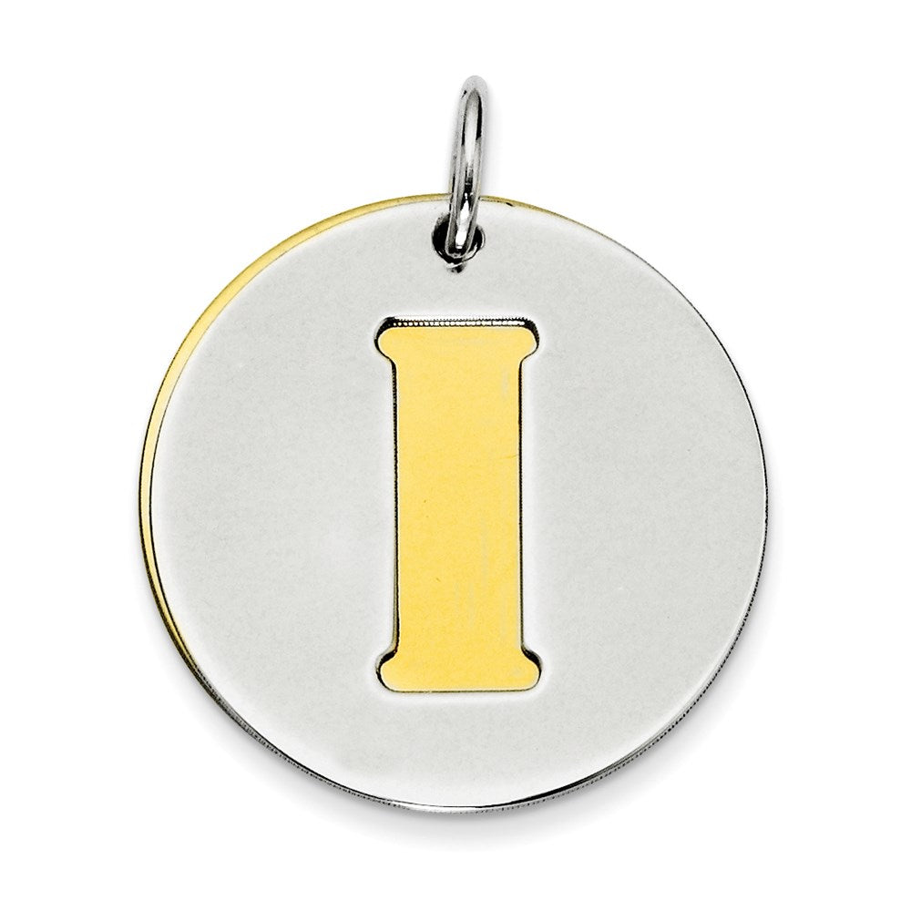 Sterlingsilber Gp Initiale I Doppelt Platte Rund Charm
