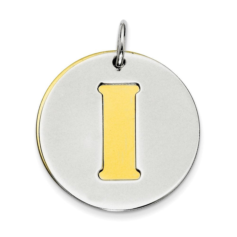 Sterlingsilber Gp Initiale I Doppelt Platte Rund Charm