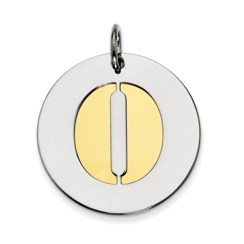 Sterlingsilber Gp Initiale O Doppelt Platte Rund Charm