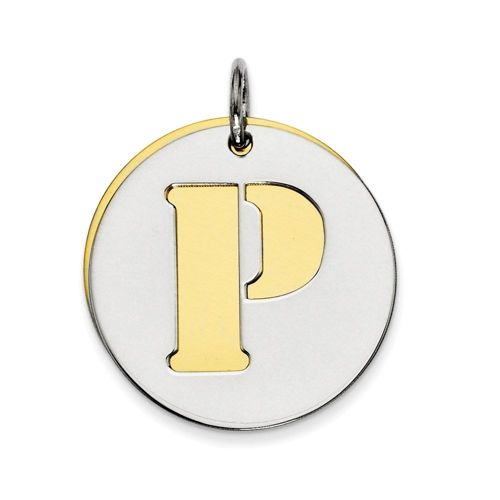 Sterlingsilber Gp Initiale P Doppelt Platte Rund Charm