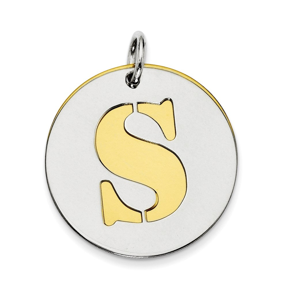 Sterlingsilber Gp Initiale S Doppelt Platte Rund Charm