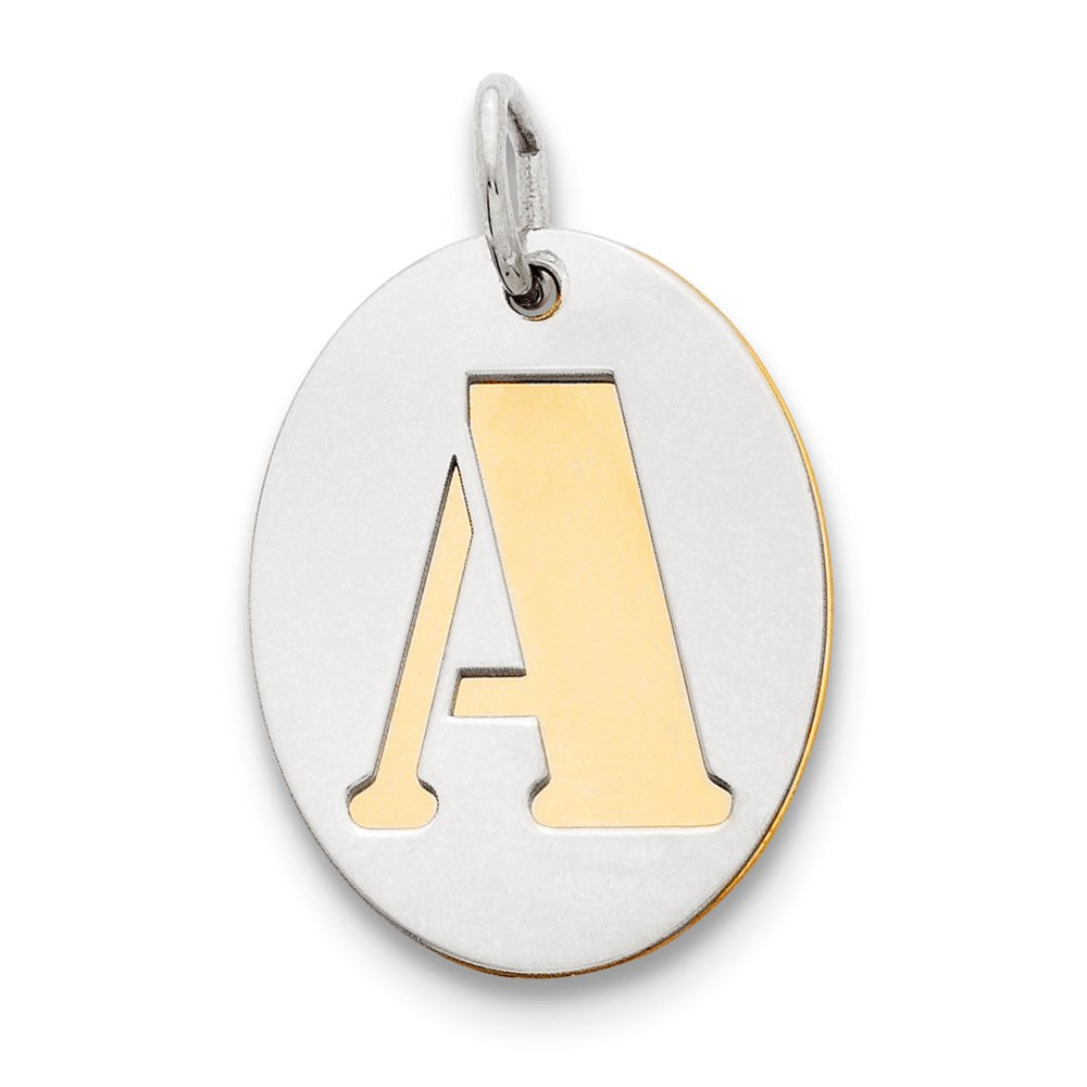Sterlingsilber Gp Initiale A Doppelt Platte Oval Charm