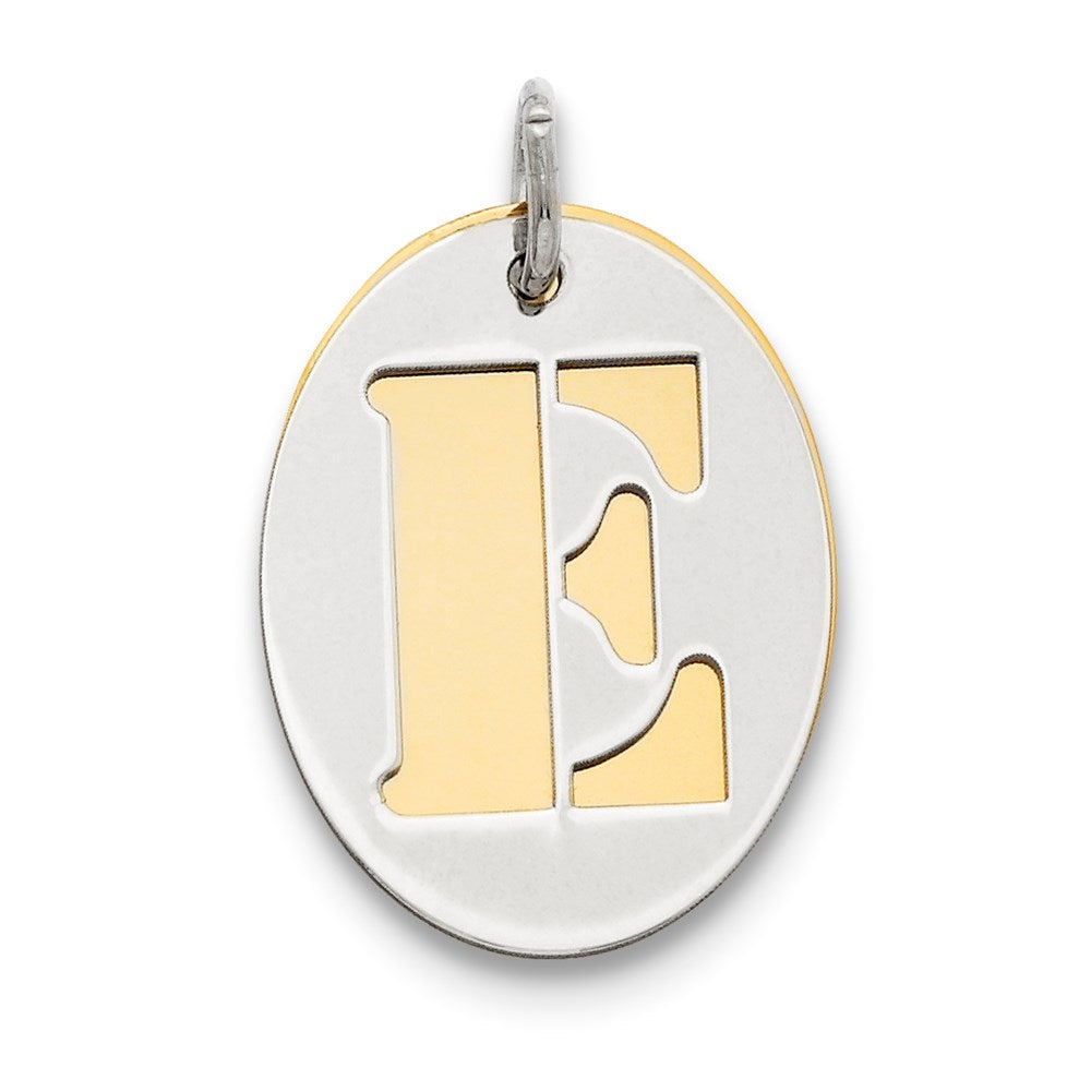 Sterlingsilber Gp Initiale E Doppelt Platte Oval Charm