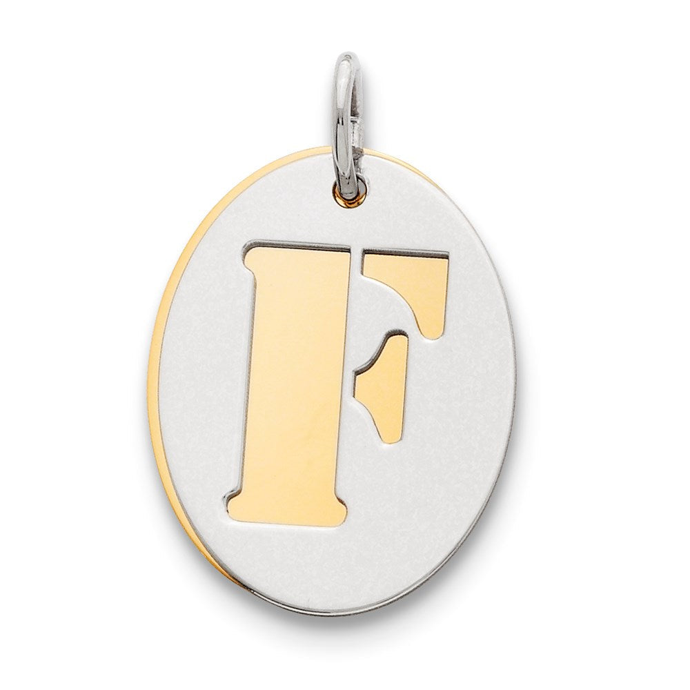 Sterlingsilber Gp Initiale F Doppelt Platte Oval Charm