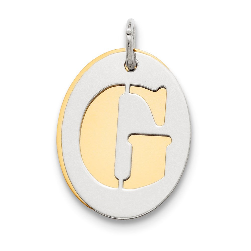 Sterlingsilber Gp Initiale G Doppelt Platte Oval Charm