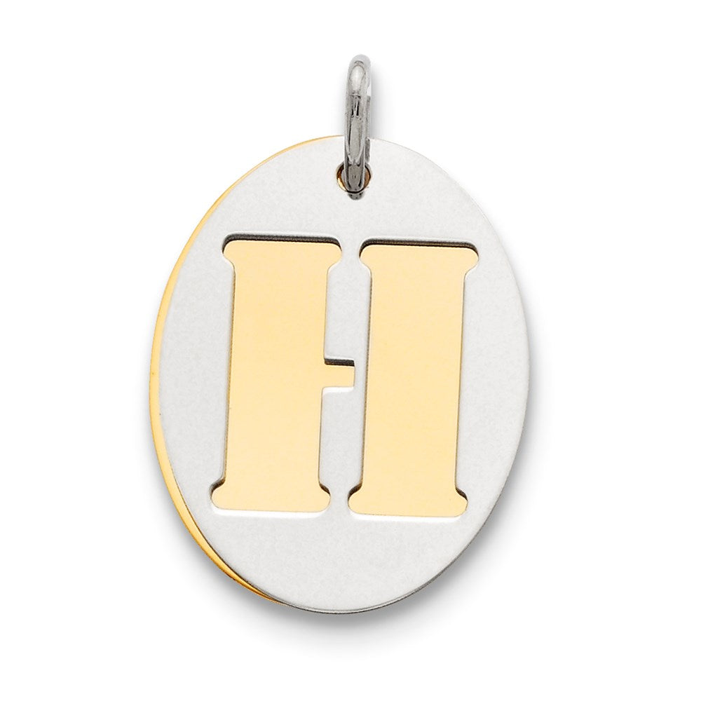 Sterlingsilber Gp Initiale H Doppelt Platte Oval Charm