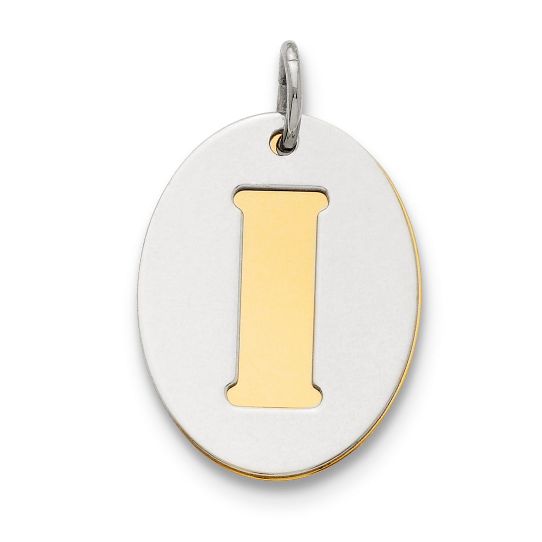 Sterlingsilber Gp Initiale I Doppelt Platte Oval Charm