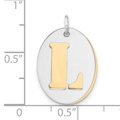 Sterlingsilber Vergoldet L Initiale Doppelt Oval Platte Charm
