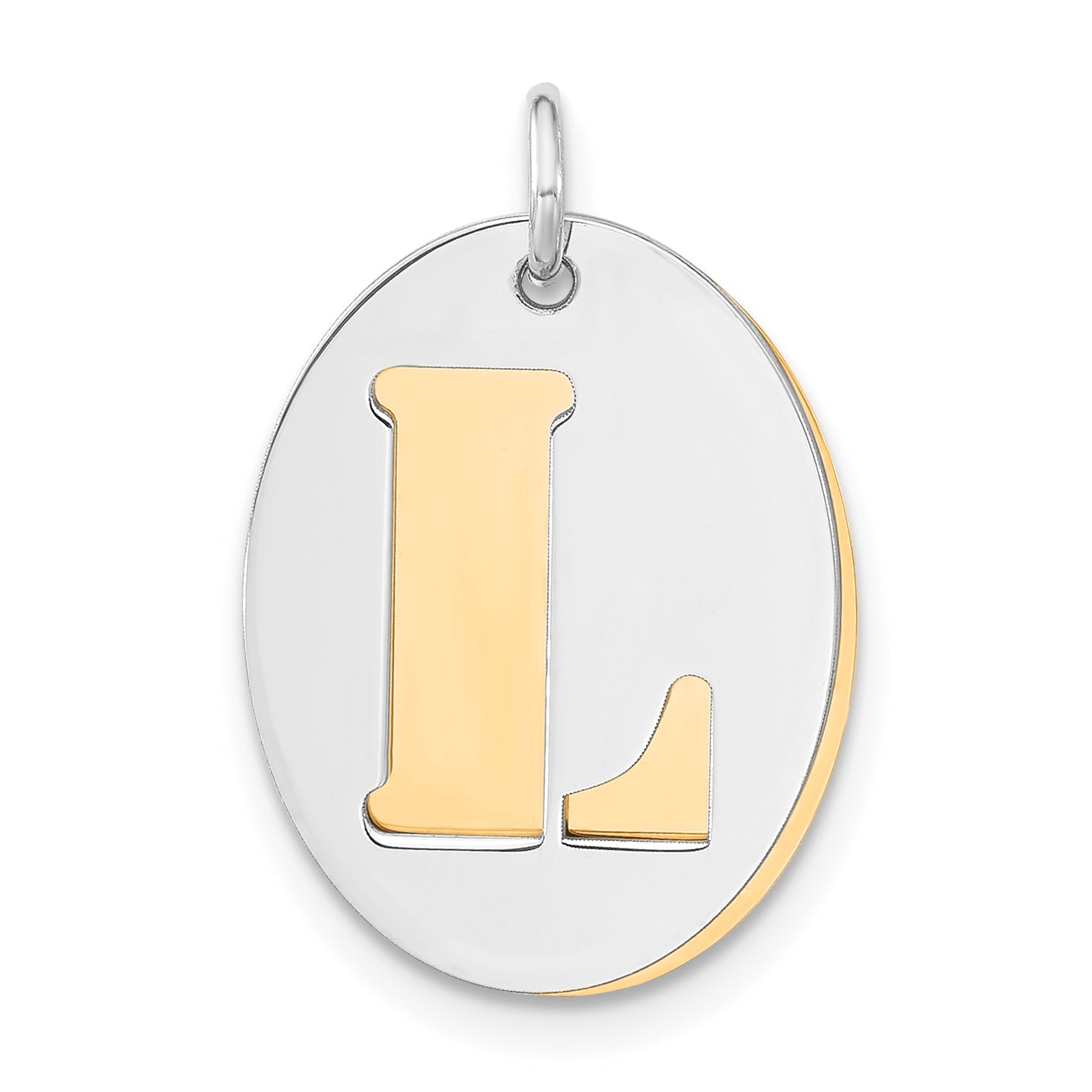 Sterlingsilber Vergoldet L Initiale Doppelt Oval Platte Charm
