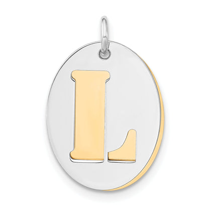 Sterlingsilber Vergoldet L Initiale Doppelt Oval Platte Charm