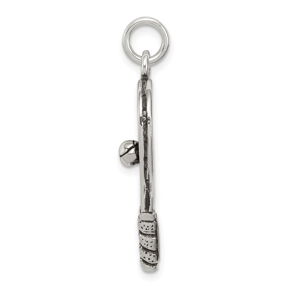 Sterlingsilber Antikisiert Tennis Schläger Charm