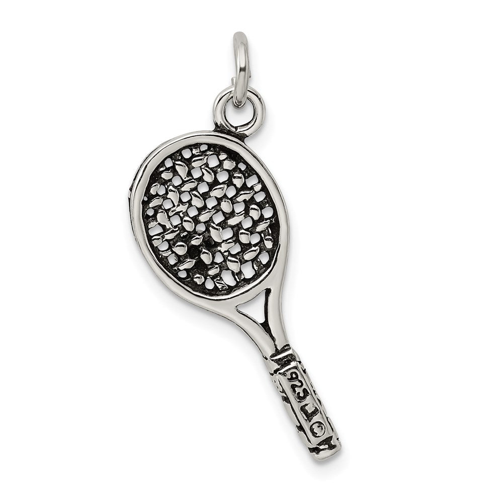 Sterlingsilber Antikisiert Tennis Schläger Charm