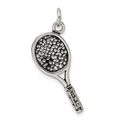 Sterlingsilber Antikisiert Tennis Schläger Charm