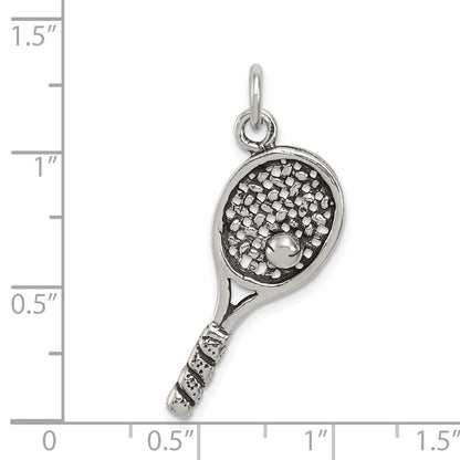 Sterlingsilber Antikisiert Tennis Schläger Charm