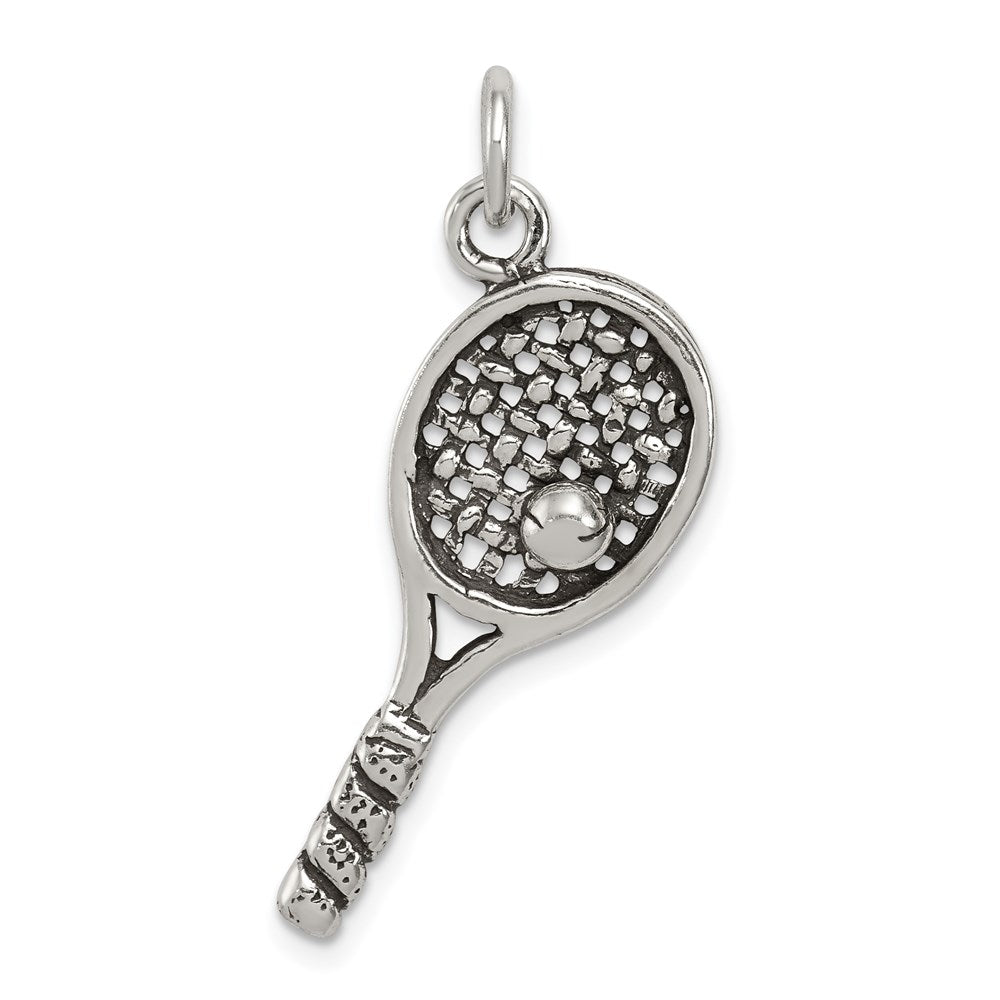 Sterlingsilber Antikisiert Tennis Schläger Charm