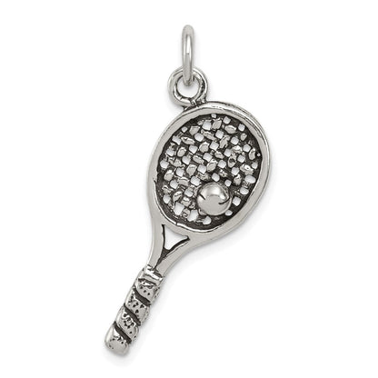 Sterlingsilber Antikisiert Tennis Schläger Charm