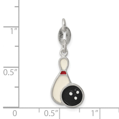 Sterlingsilber Poliert Emaille Bowling Charm