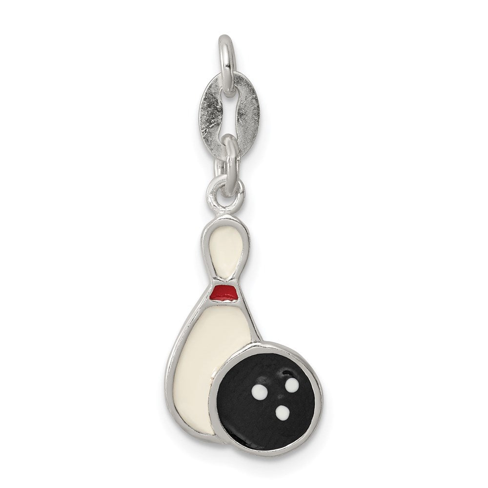 Sterlingsilber Poliert Emaille Bowling Charm