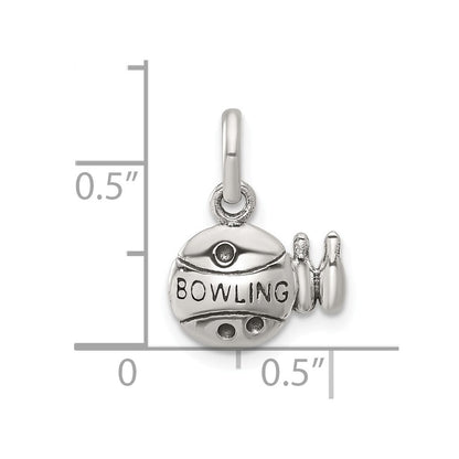 Sterlingsilber Antikisiert Bowling Kugel und Pins Charm
