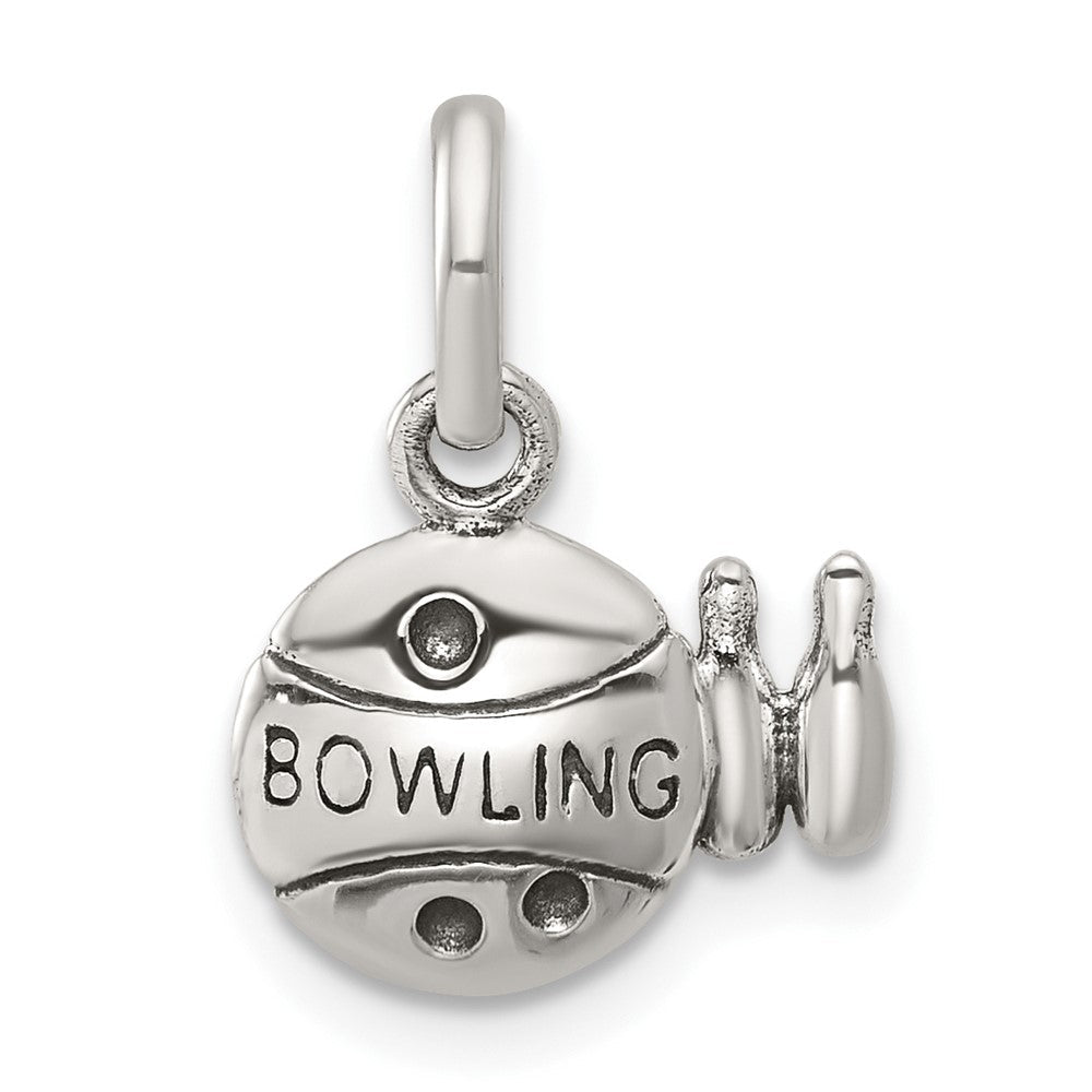 Sterlingsilber Antikisiert Bowling Kugel und Pins Charm