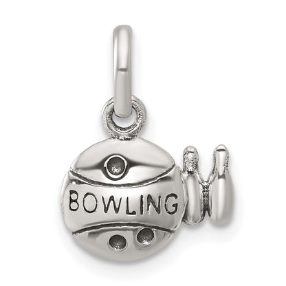 Sterlingsilber Antikisiert Bowling Kugel und Pins Charm