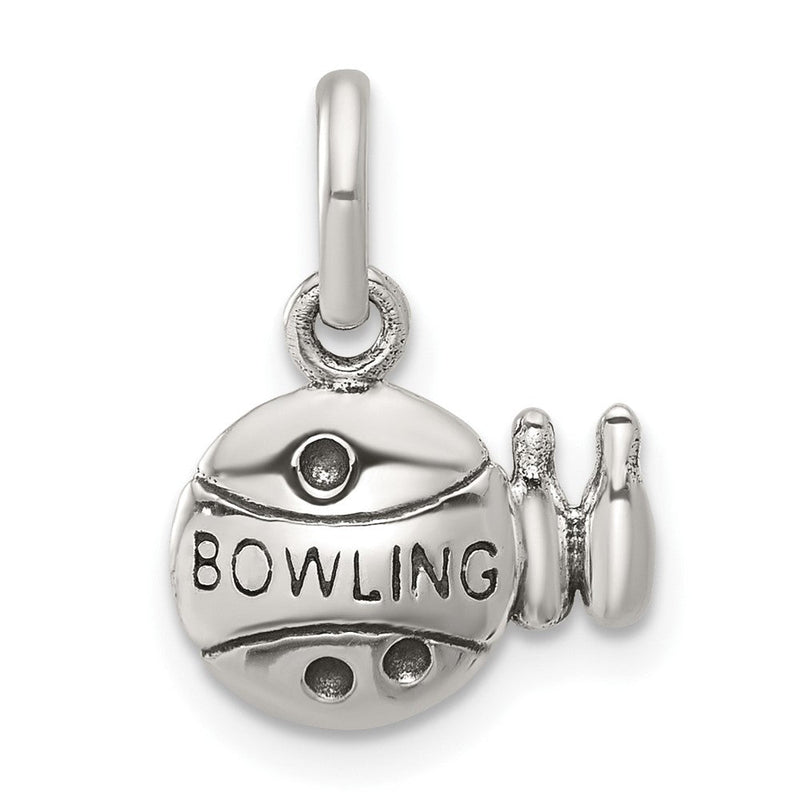 Sterlingsilber Antikisiert Bowling Kugel und Pins Charm